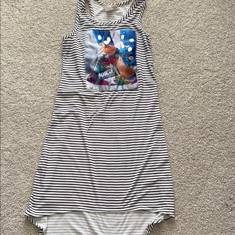 Striped Kids Tank Top with Bird Print